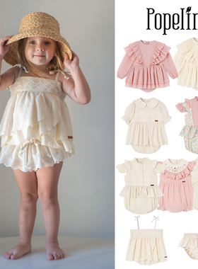 7Z 西班牙popelin SS25春夏儿童女宝短袖包屁衣连体衣