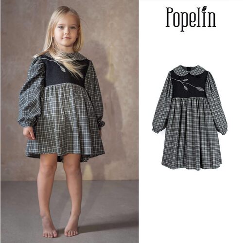 3件5折 现货 西班牙popelin FW24秋冬女宝羊毛连衣裙