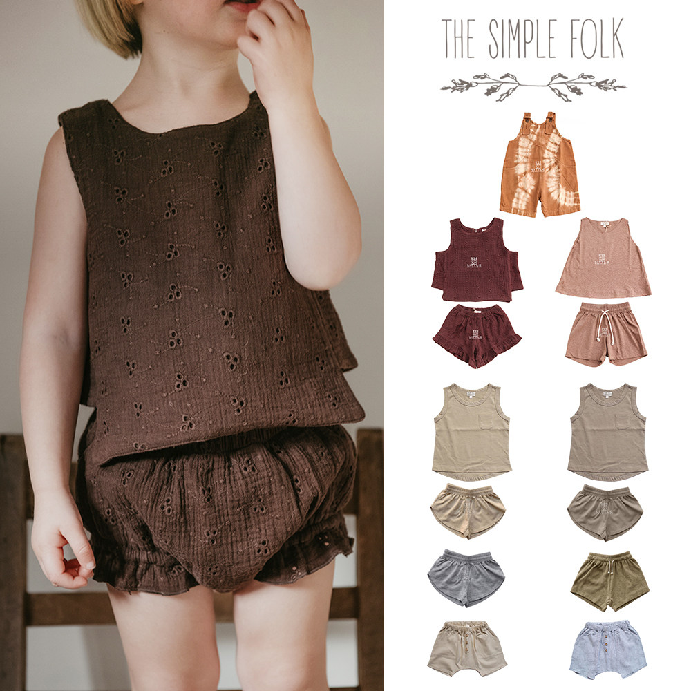 7Z 英国 the simple folk SS24儿童中性背心短裤背带裤