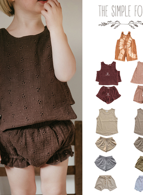 7Z 英国 the simple folk SS24儿童中性背心短裤背带裤