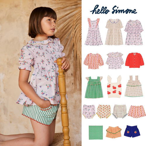 5Z hello simone 春夏女宝纯棉印花短袖短裤花苞裤连衣裙方巾