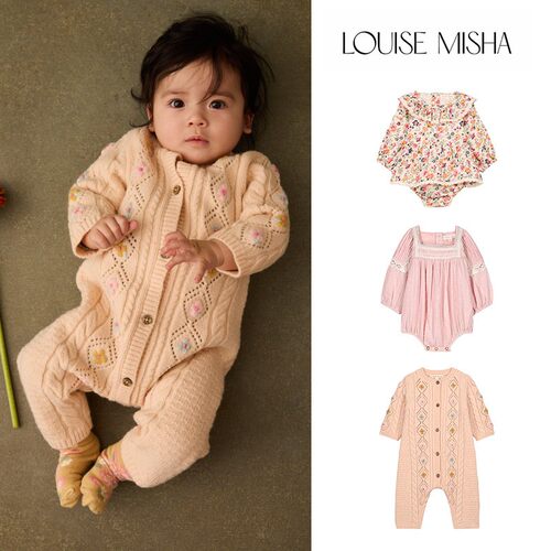 5Z法国louise misha FW25儿童女宝包屁针织连体衣