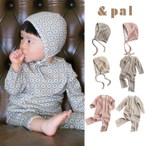 5Z 日本And Pal FW25儿童巴洛克拼花连体爬服帽子