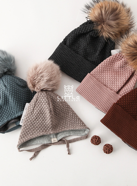 3件4折不换退丹麦mp kids FW22秋冬儿童保暖羊毛针织可拆卸毛球帽