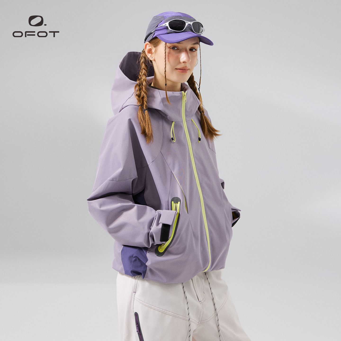 OFOT霓影轻行 户外反光冲锋衣男款腋下大拉链三防登山服外套夹克