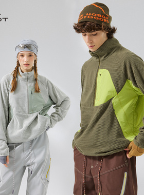 清仓特惠 巴塔肌理阳离子保暖撞色拼接半拉链运动卫衣套头夹克秋