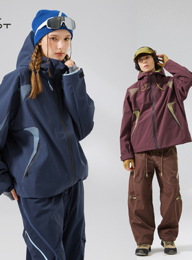 OFOT蜂窝矩阵 户外登山防泼水风冲锋衣夹克情侣秋季徒步工装外套