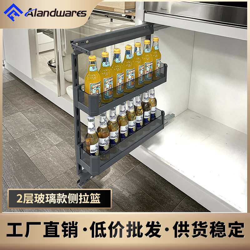 拉篮厨房橱柜极窄双层抽屉式置物架柜内抽拉式储物架侧拉推拉式