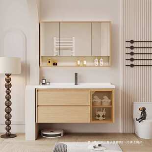 浴室柜陶瓷一体盆洗手池卫生间洗漱台实木洗脸盆柜子套装组合多层