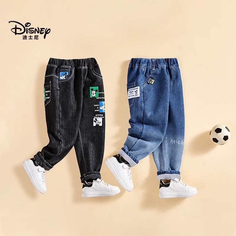 迪士尼 儿童牛仔裤春秋款女童宽松直筒裤中大童牛仔长裤洋气童装