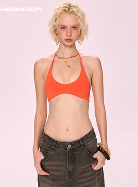ARCHEDMOON橘色挂脖带胸垫运动内衣小吊带背心内搭辣妹上衣女夏秋