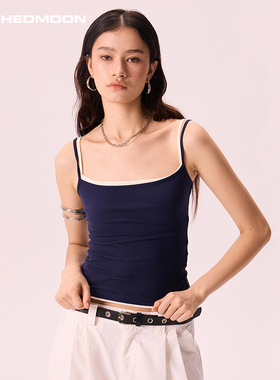 ARCHEDMOON藏蓝色吊带背心内搭打底外穿辣妹无袖上衣女夏2025新款