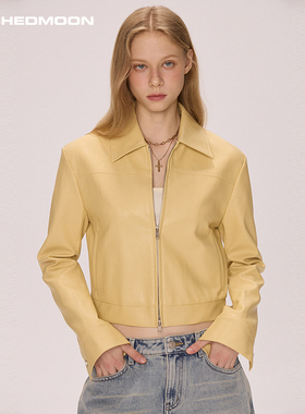 ARCHEDMOON 12/26 20:00【尼肯辣咖】黄色pu皮衣夹克短外套