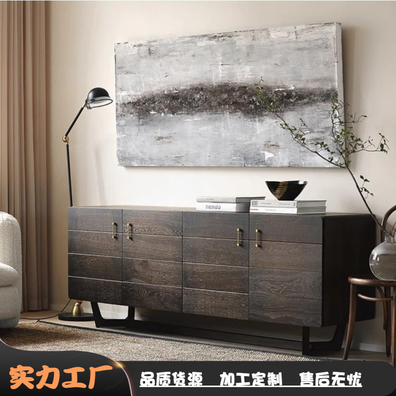 意式轻奢中古风木质储物餐边柜