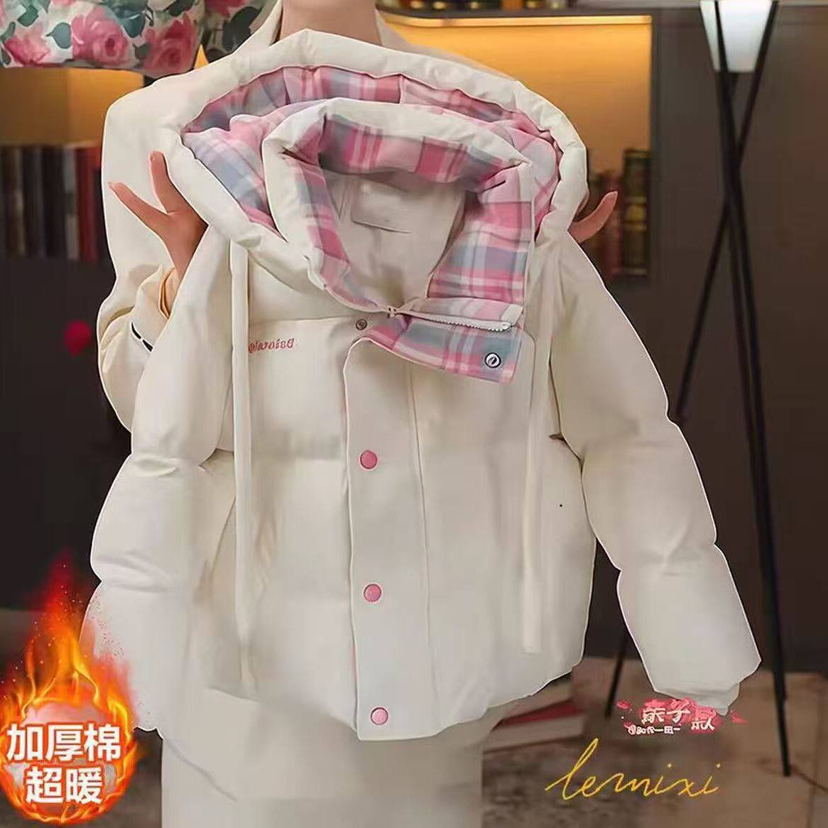 正品亲子女童免洗棉服2025潮流洋气四季新款流行连帽儿童棉衣棉袄