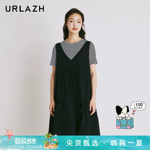 urlazh/有兰黑色休闲连衣裙
