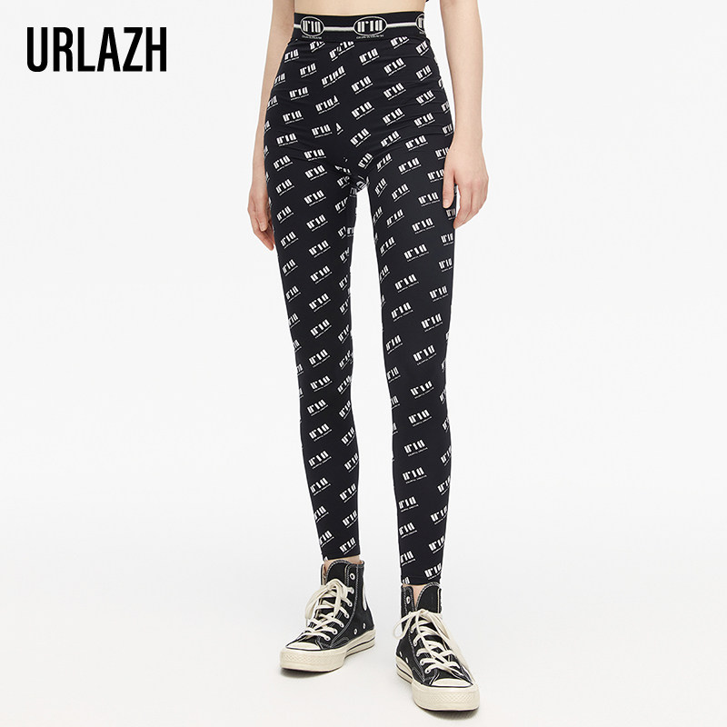 URLAZH有兰春季新款洋气时尚黑色高腰弹力修身印花休闲打底裤,女装/女士精品,打底裤,淘宝优惠券,粉丝福利购,淘宝优惠卷