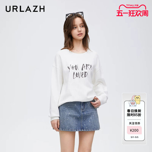 URLAZH有兰新款简约百搭白色休闲宽松长袖T恤女