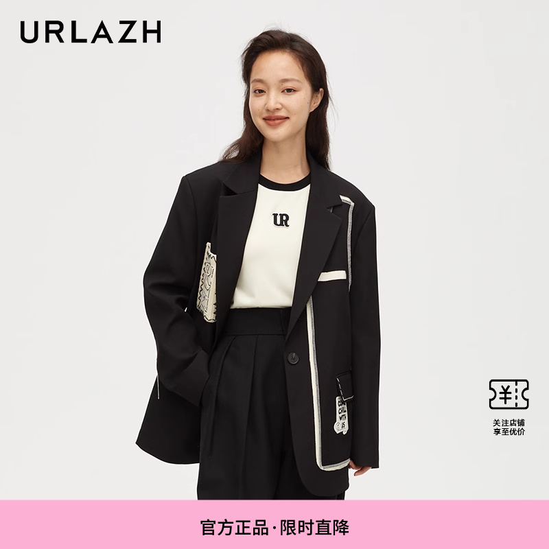 urlazh/有兰黑色休闲西装外套