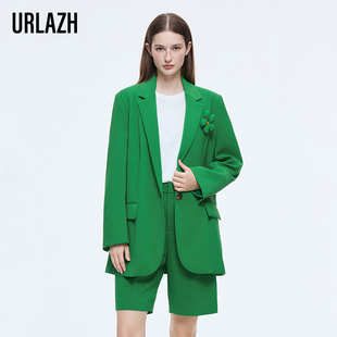 外套女 清新正绿色休闲宽松西装 URLAZH有兰新款 复古时尚