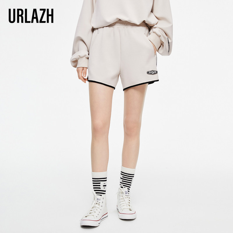 URLAZH有兰新款复古米白休闲简约时尚百搭宽松运动短裤女,女装/女士精品,休闲裤,淘宝优惠券,粉丝福利购,淘宝优惠卷