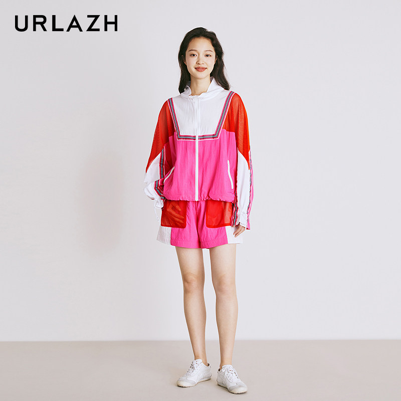 URLAZH有兰夏季新款时尚粉色减龄百搭宽松运动休闲撞色高腰短裤女,女装/女士精品,休闲裤,淘宝优惠券,粉丝福利购,淘宝优惠卷