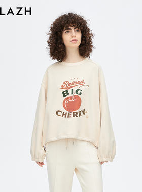 URLAZH有兰新款美式复古长袖宽松舒适上衣圆领加绒卫衣女JM4SW03