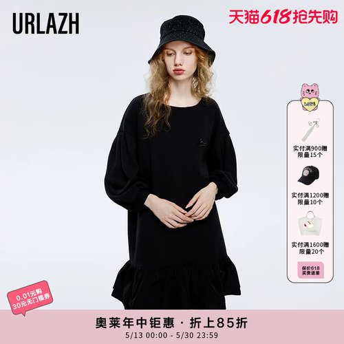 urlazh/有兰复古黑色连衣裙