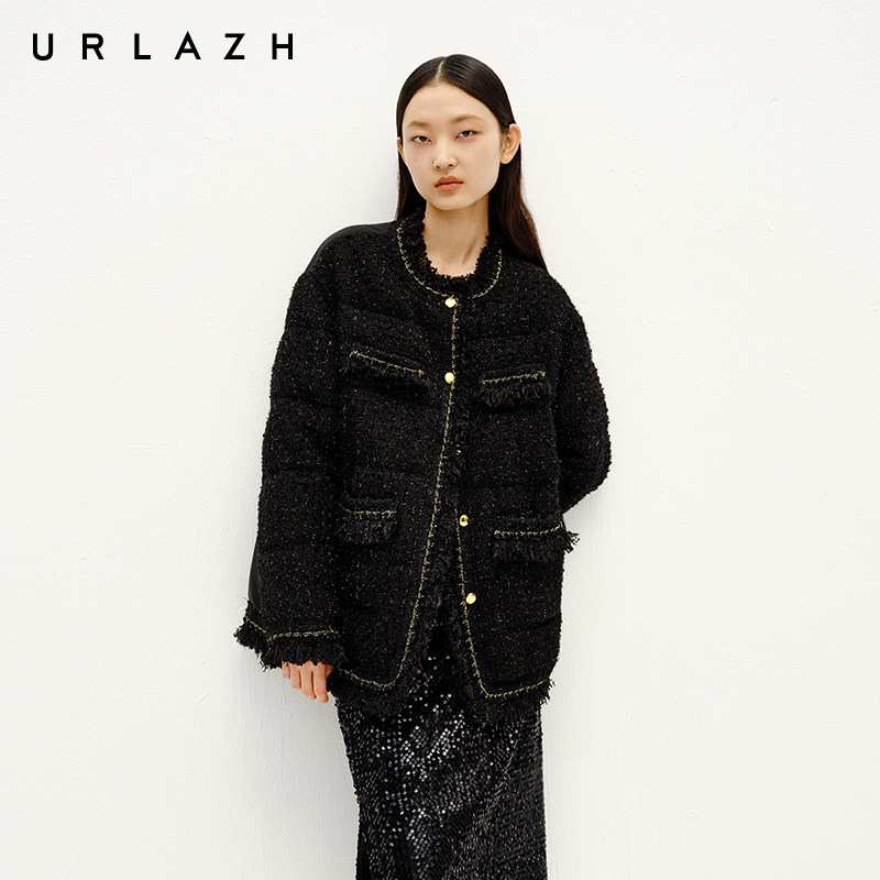 有兰小香风拼接羽绒服外套