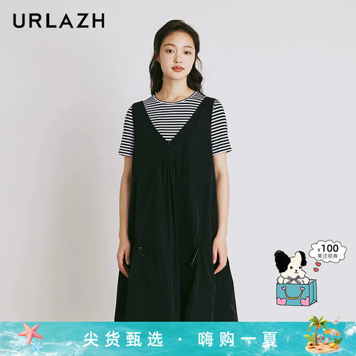 urlazh/有兰黑色休闲连衣裙