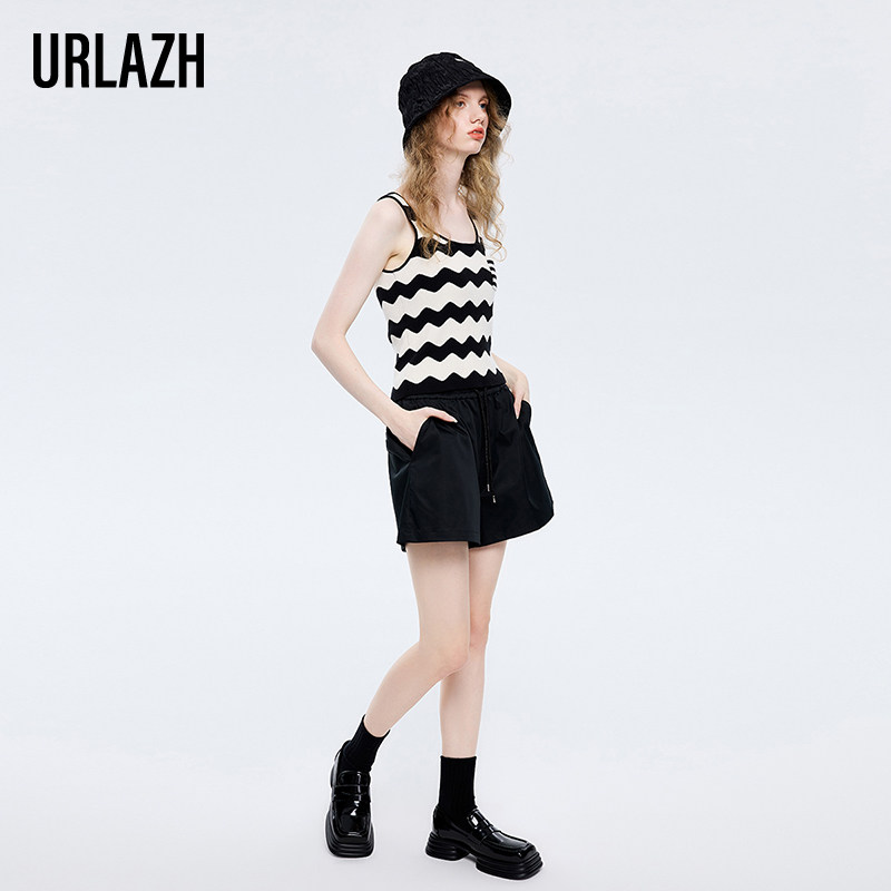 URLAZH有兰春季新款洋气时尚黑色宽松直筒运动百搭休闲短裤女,女装/女士精品,休闲裤,淘宝优惠券,粉丝福利购,淘宝优惠卷