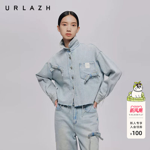 有兰复古蝴蝶结牛仔外套