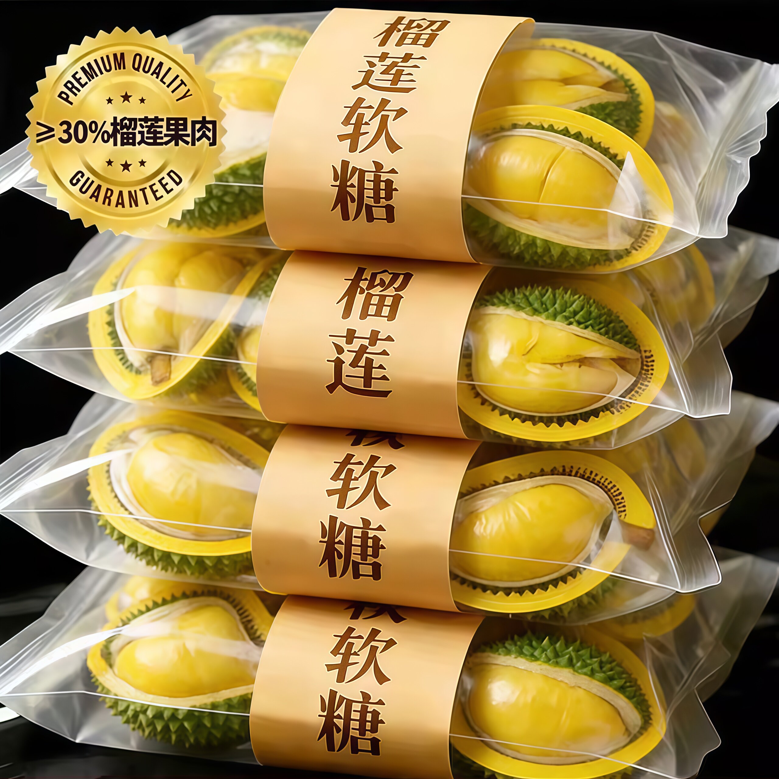 天猫甄选正宗泰国原装进口榴莲软糖旗舰店网红年货3d糖果特浓奶糖