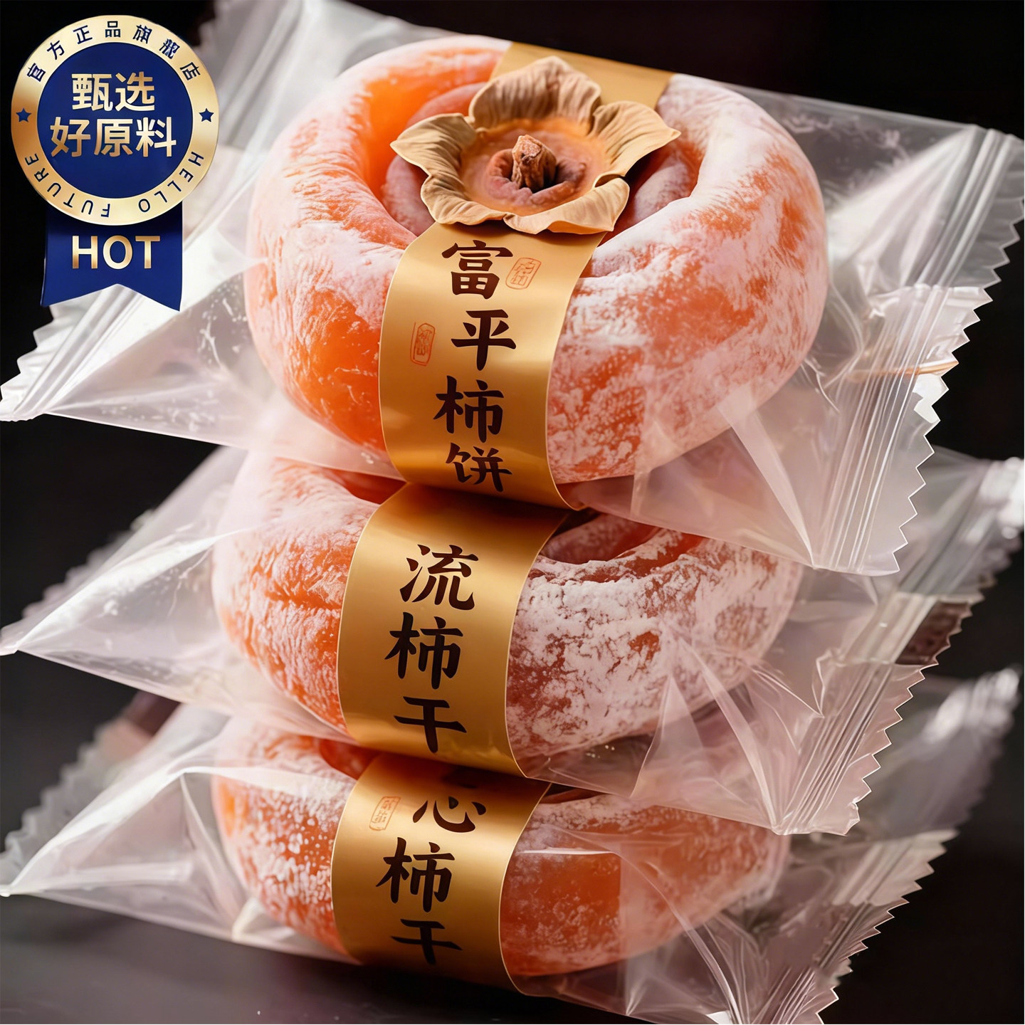 陕西富平特级柿饼老式霜降流心圆吊柿子饼独立包装5斤官方旗舰店