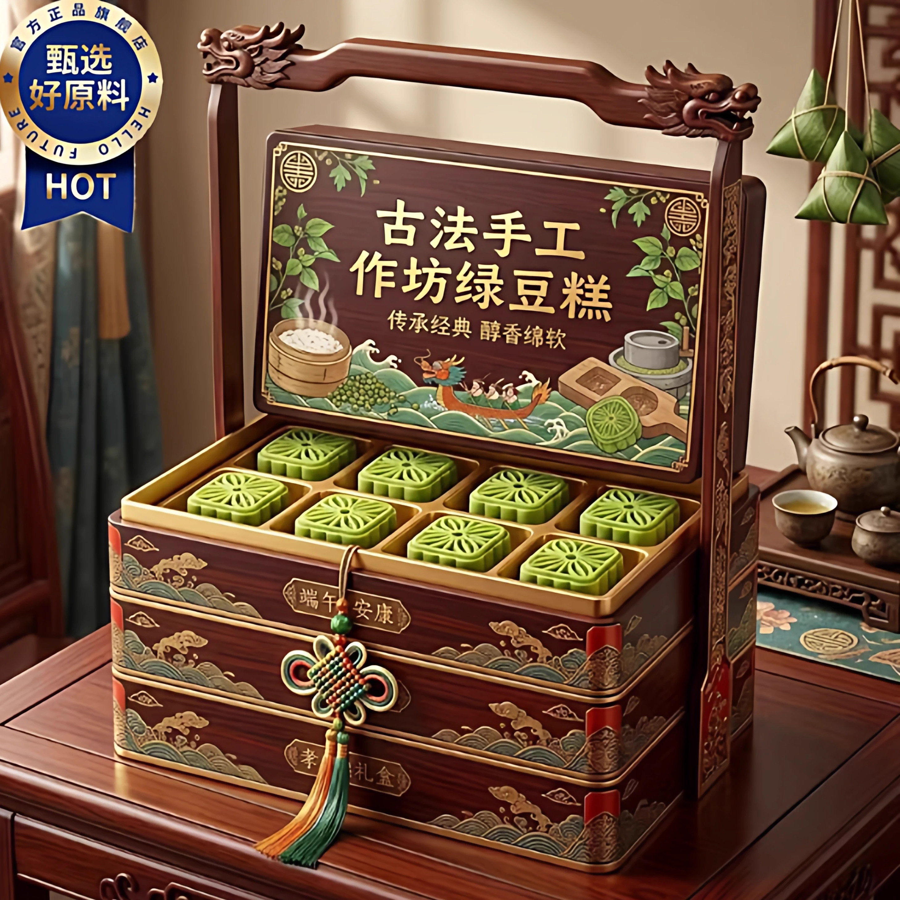 传统绿豆糕官方旗舰店上海老字号绿豆糕老式正宗绿豆糕无糖无添加