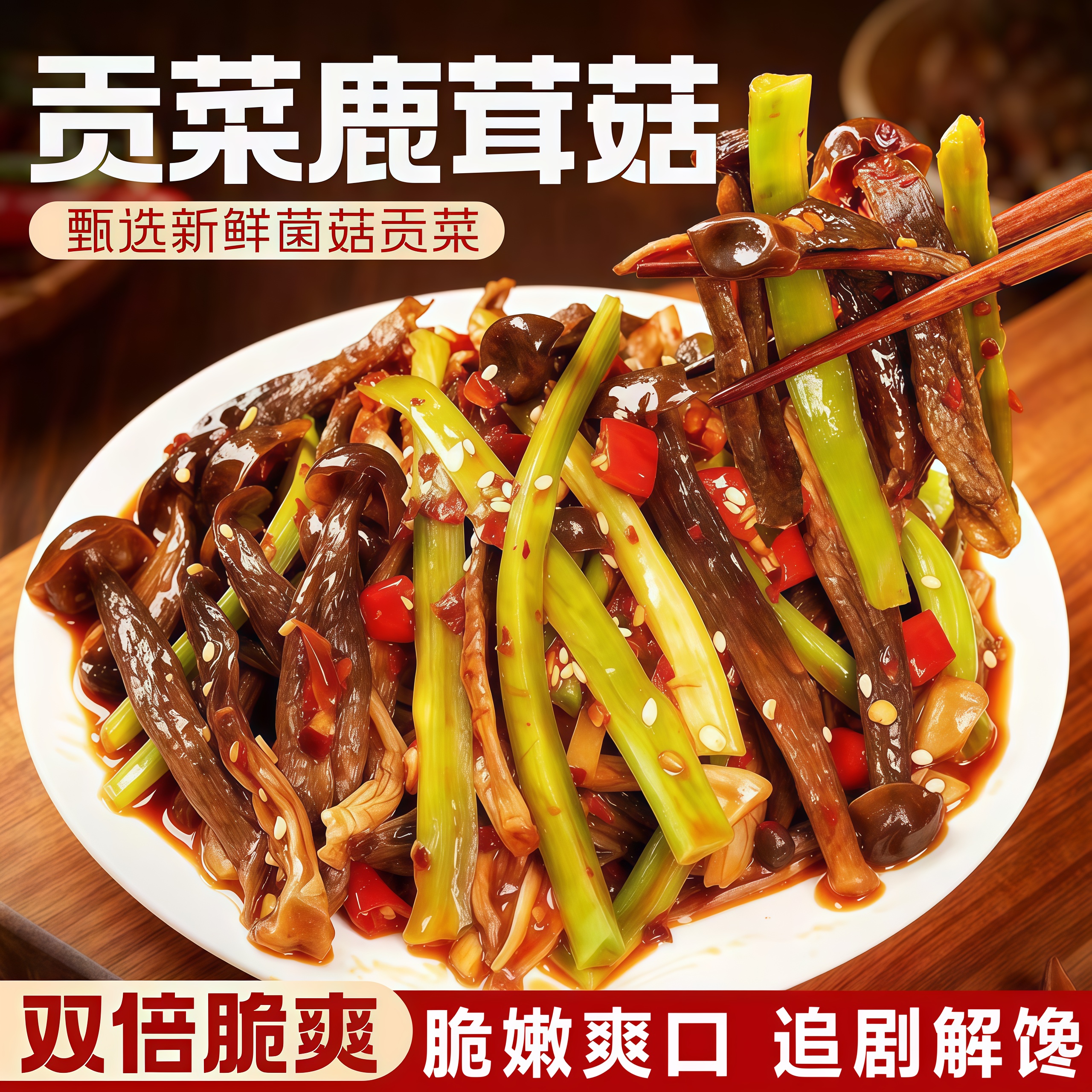 【央妈推荐】香辣贡菜鹿茸菇