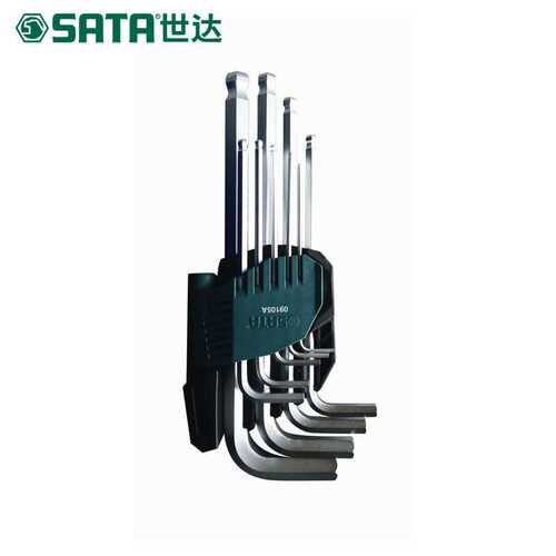 世达（SATA）9件铬钒钢加长球头内六角扳手组套 09105A