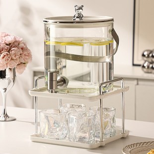 高颜值玻璃冷水壶带龙头水壶z套装大容量家用凉水壶水果茶饮料桶