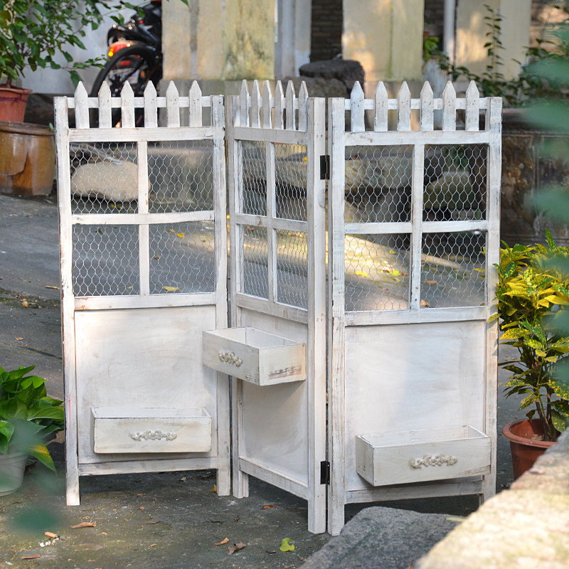 木质三联隔断屏风实木围栏小篱笆栅栏爬藤花O园落地装饰装饰小摆,家居饰品,装饰摆件,淘宝优惠券,粉丝福利购,淘宝优惠卷