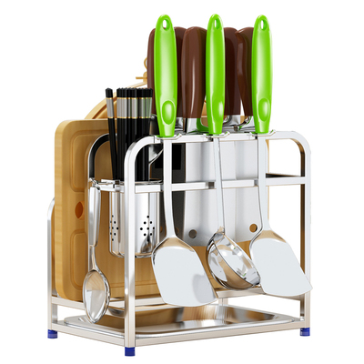 多功能不锈钢刀架刀座筷子筒一体置物架厨房N用具用品收纳架菜板