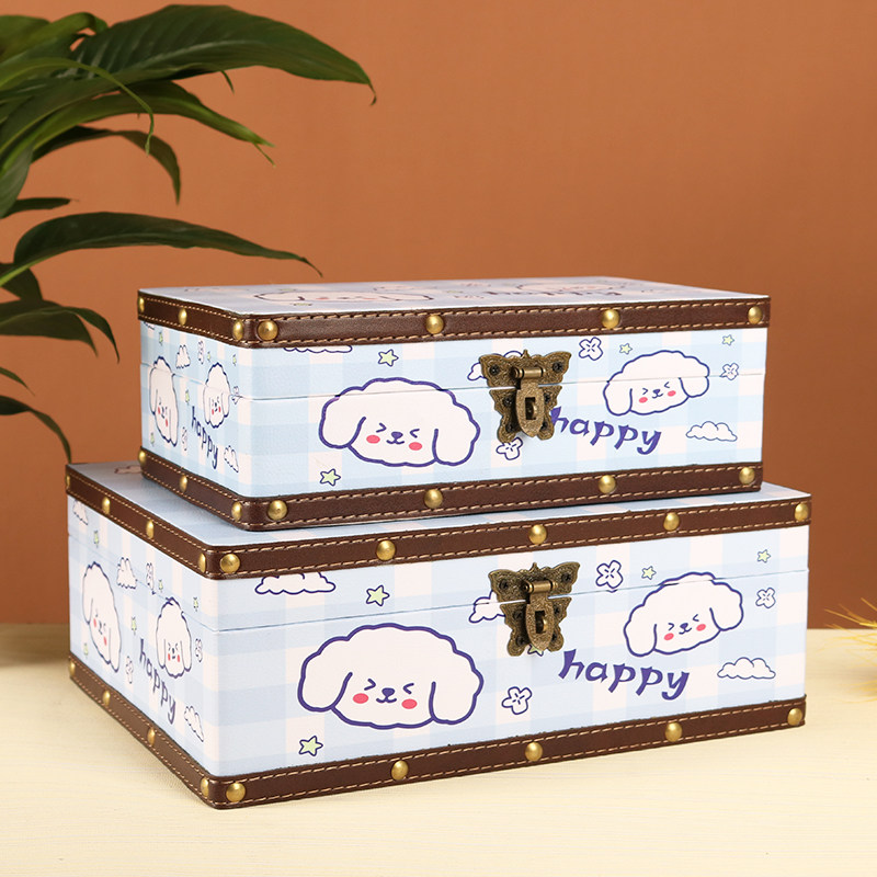 大号卡通盒子杂物收纳盒s带锁家用文件证件隐私保险储物木盒小箱,收纳整理,桌面收纳盒,淘宝优惠券,粉丝福利购,淘宝优惠卷