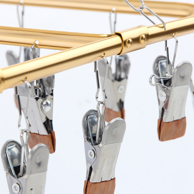 铝合金晾袜子衣架家用圆形多夹子不锈钢多功能晒内V衣架婴儿挂衣