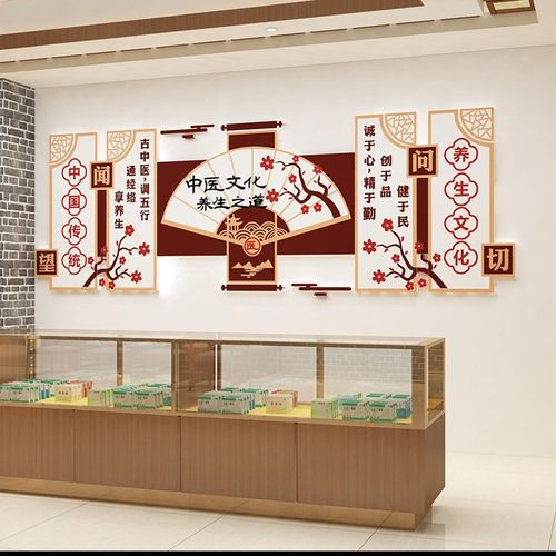 中医文化养生馆形象装饰挂画墙面C背景足浴店美容院氛围布置贴设