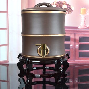 包邮 原矿无釉紫砂n储水缸凉水壶酒缸饮水壶 耐高温 手工描金边