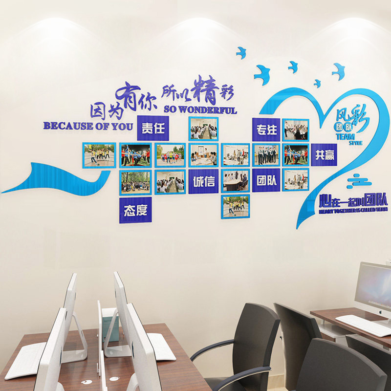 企业文化照片展示墙员工风采励志墙F贴公司团队办公室装饰立体布