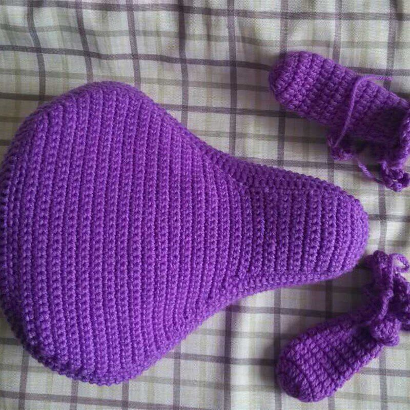 单色手工毛线编织普通自D行车共享单车座套手把套