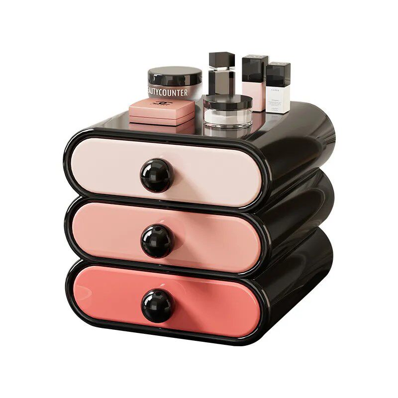 抽屉式化妆品收纳盒家用高级感梳妆D台分格收纳大容量化妆品置物