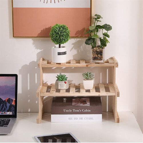 ins原木质双层桌面置物架镂空书桌E收纳整理架宿舍卧室布置小装饰 - 封面