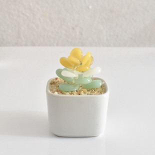 仿真多肉仙e人掌豆芽植物小盆栽创意琉璃摆件办公室玻璃工艺品礼