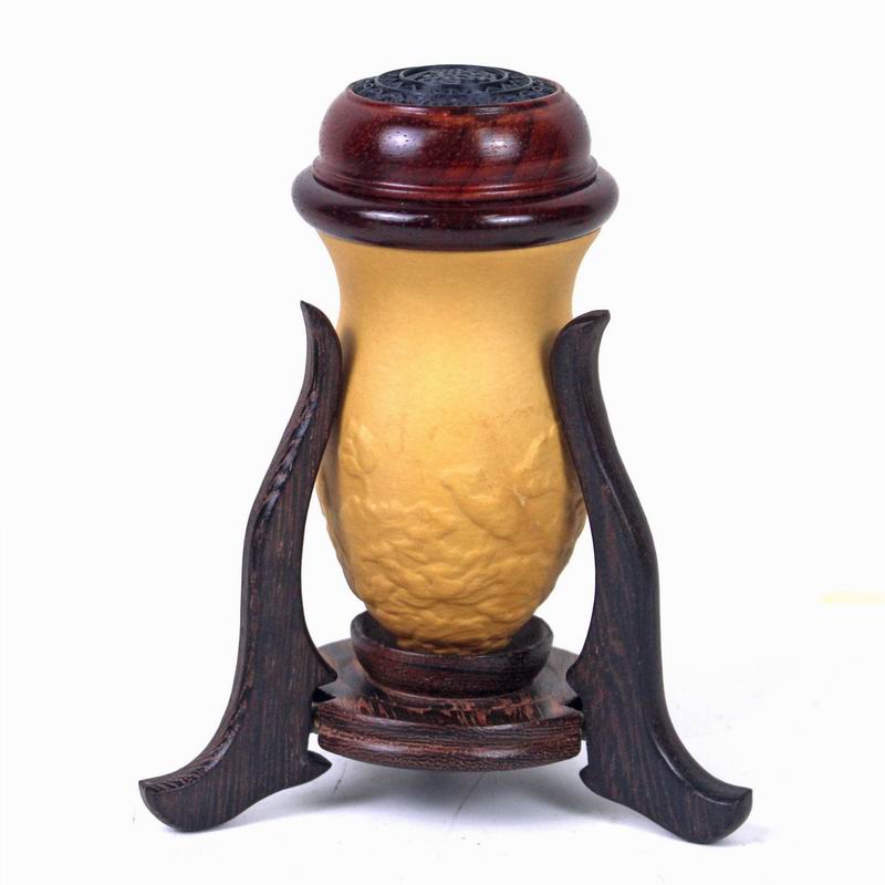 鸡翅木水晶球蝈蝈罐底座支v架鸡心棒子实木托架葫芦底托三脚架